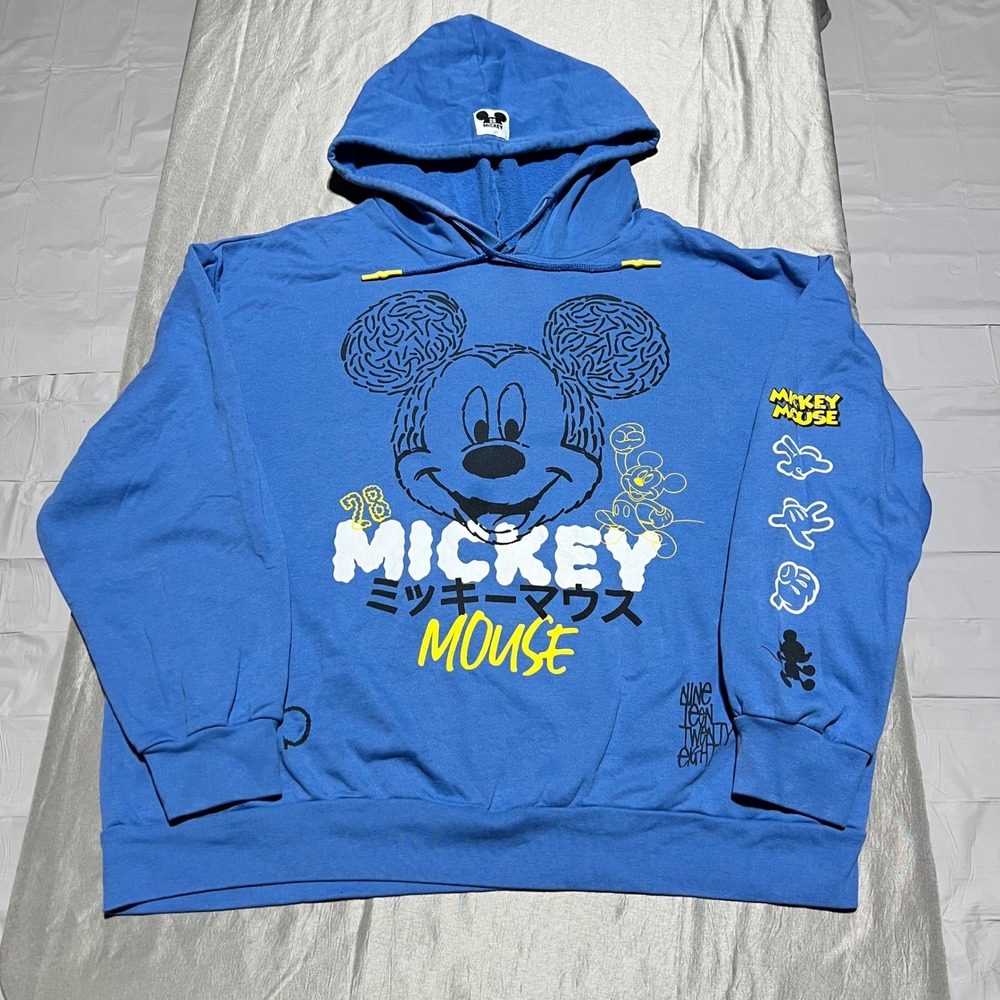Disney Mickey Mouse Blue Graphic Hoodie Japanese Text 3XL LH12205FH‎